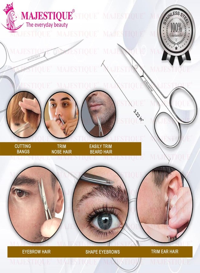 MAJESTIQUE Nail Scissors For Fingernails, Shaving, Moustache, Beard, Eyebrow And Toenails - Sharp Cuticle Scissors Professional Trimming- 100% Stainless Steel Manicure Small Scissor For Men And Women - Image 2